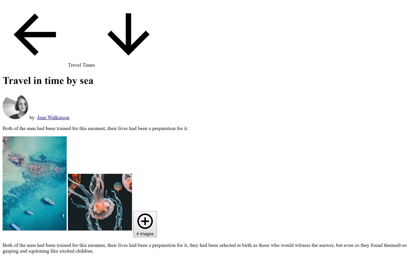 Finished content with images and icons