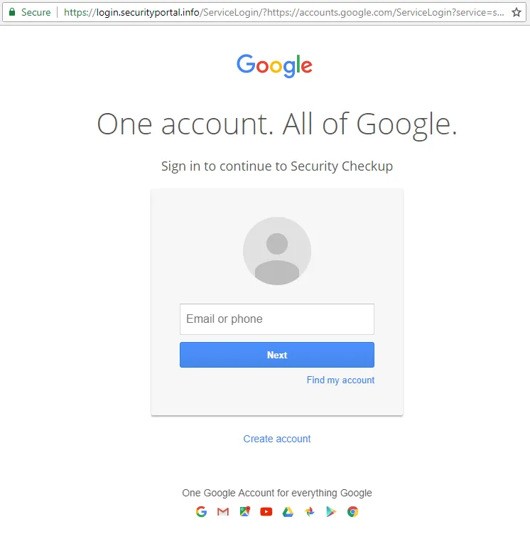 Phishing web page